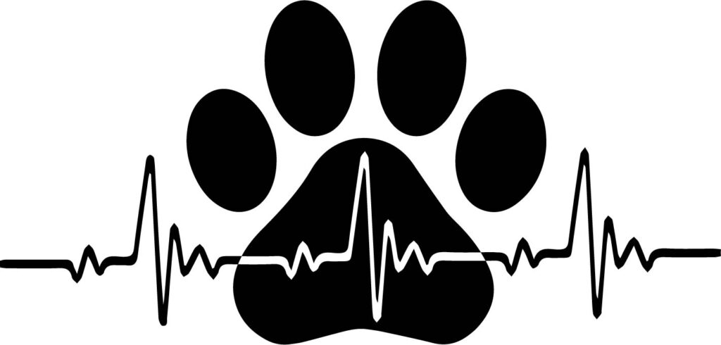 Heart Beat Through Dog Paw SVG