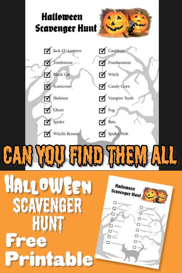 Halloween Scavenger Hunt Free Printable – Frugal Fitz Designs