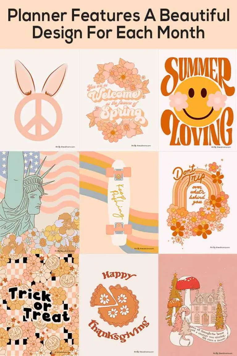 Free Retro Monthly Planner With Weekly Meal Planner Frugal Fitz Designs