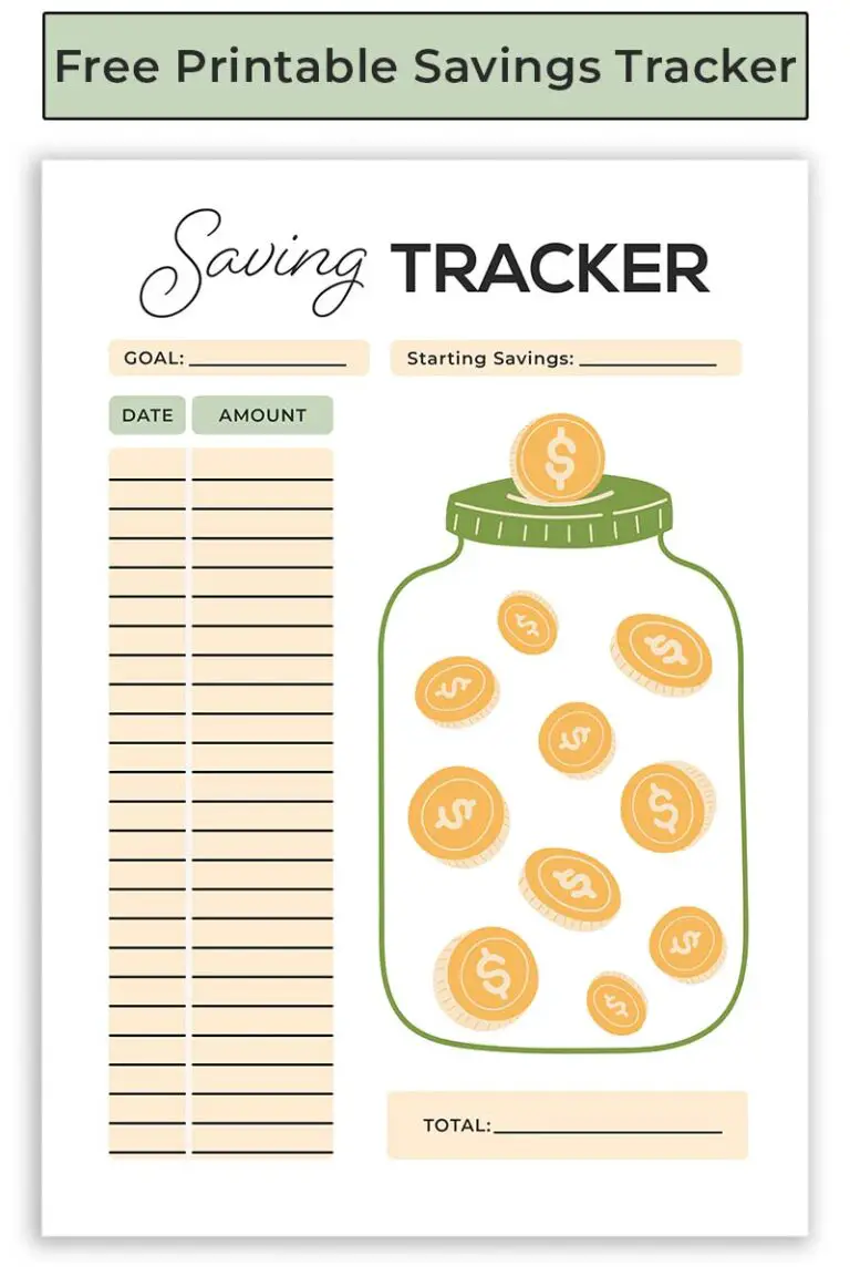 Free Savings Tracker With Auto-Calculated Fields – Frugal Fitz Designs